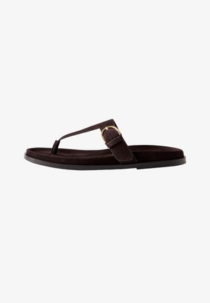 THE SET, REGULAR FIT - PREMIUM TOE THONG FOOTBED SANDALS . - Infradito - brown suede