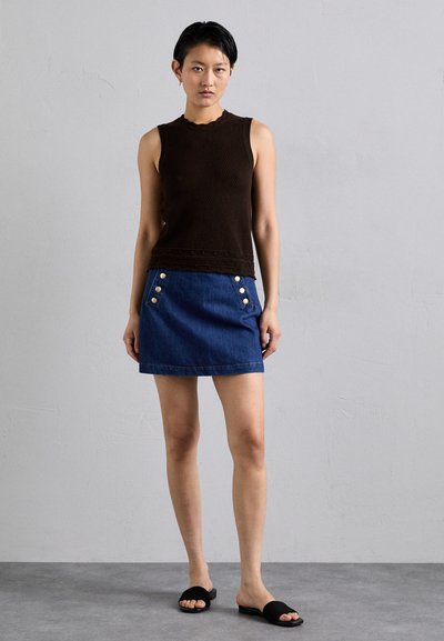 FRAME SAILOR SNAP SKIRT - Denimová sukně - celestine
