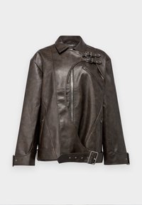 BOXY BIKER  - Bunda z nepravej kože - dyed brown