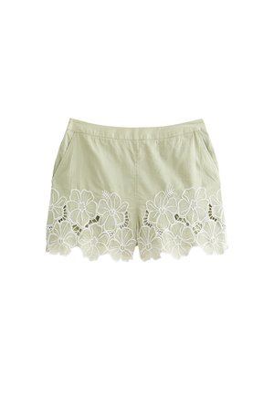 New Look, FLOWER EMBROIDERED - Shorts - light green