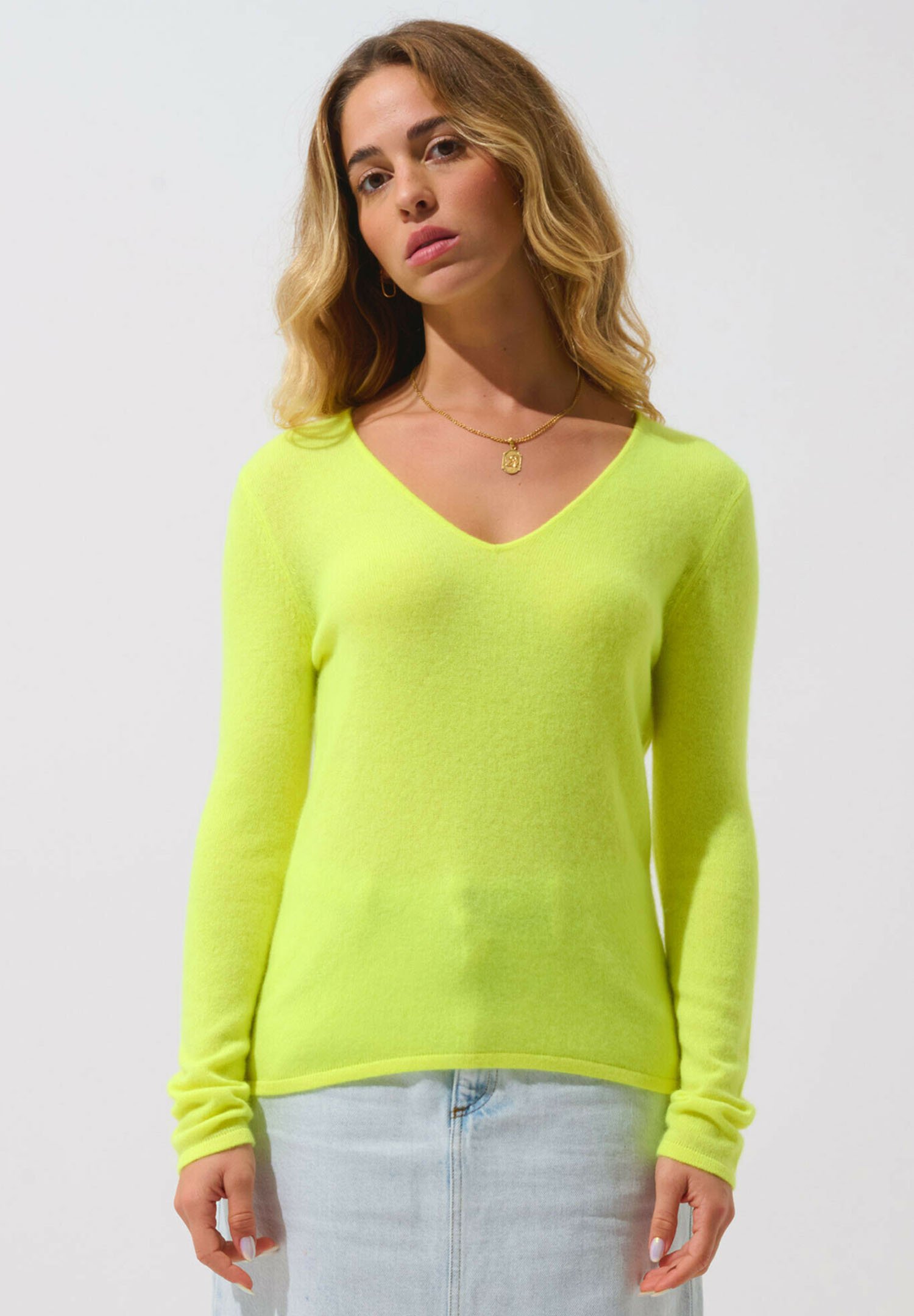 Authentic Cashmere Strickpullover neon yellow/neongelb