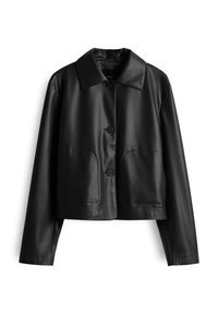 LOOSE FIT BOXY SILHOUETTE  - Faux leather jacket - black