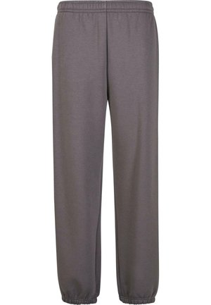 Pantaloni sportivi grigi realizzati in tessuto morbido, con vita elasticizzata, tasche laterali e polsini elasticizzati alle caviglie per una vestibilità comoda.