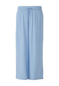 Lichtblauwe, wijde broek met een trekkoord in de taille, met een gladde textuur en een eenvoudig, onopgesmukt ontwerp.