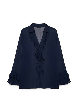 Fiorella Rubino, BLUSA CON VOLANT - Bluse - blu