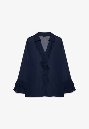 Fiorella Rubino, BLUSA CON VOLANT - Blouse - blu
