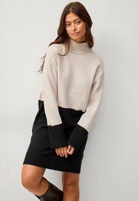 Ellos Collection Gebreide jurk - beige schwarz