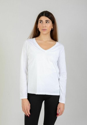 HEART LONG SLEEVE V-NECK  - Hosszú ujjú felső - white
