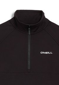 Zwarte quarter-zip pullover gemaakt van zachte stof, met een ritskraag, O'Neill-logo in het wit en flatlock naden.