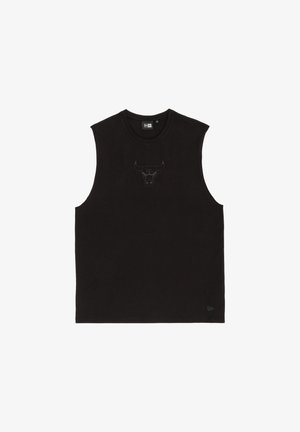 Débardeur en coton noir avec un logo taureau discret sur la poitrine. Texture lisse avec un col rond et une coupe décontractée.