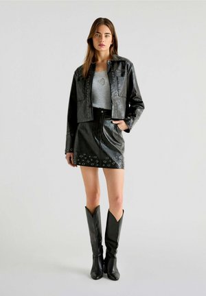 EYELET  - A-line skirt - black