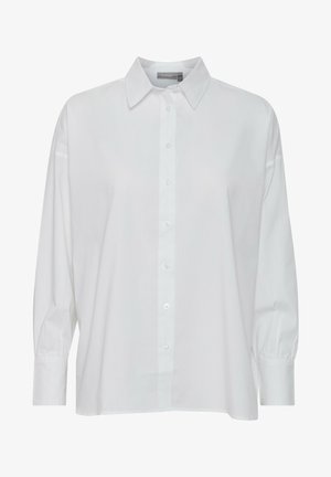 Bela srajca z dolgimi rokavi, ki ima klasičen ovratnik, rahlo ohlapen kroj in gladko bombažno tkanino. Vključuje sprednje gumbno zapiranje.