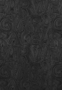 Tela negra con letras entrelazadas en relieve de diferentes grosores, creando un patrón texturizado con las palabras "USAR", "IRA" y "DAR".
