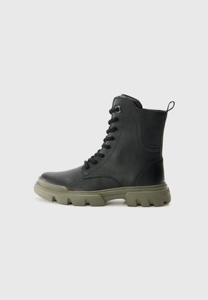Geox JUNETTE - Bottines à lacets - black/olive