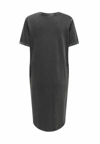 Hall hall, lühikeste varrukatega kleit ümarate kaelusäärega, küljetaskutega ja lahtise lõikega. Äär on sirge ja varrukate servad on üles keeratud.