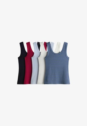 THE SET, REGULAR FIT - 5 PACK RIBBED SCOOP NECK VESTS . - Top - navy blue blue stripe red white