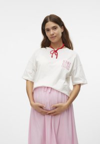 MLFERIDA - Apdrukāts T-krekls - snow white/sachet pink