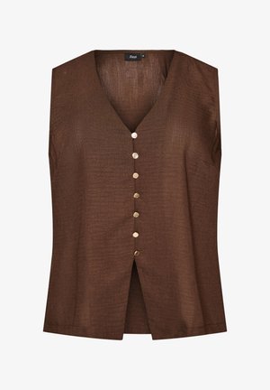 Zizzi, ÄRMELLOSE WESTE MIT V-AUSSCHNITT UND KNÖPFEN - Vest - braun