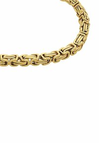 Złoty bransoletka łańcuszkowa z połączonymi prostokątnymi kształtami o błyszczącej powierzchni i gładkiej fakturze, oferująca nowoczesny i elegancki design.