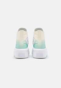 Zapatillas de lona altas con diseño ombre que va del crema al verde menta, con suelas blancas y logo en relieve en cada talón.