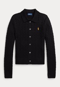 CABLE-KNIT COTTON CARDIGAN - Cardigan - black
