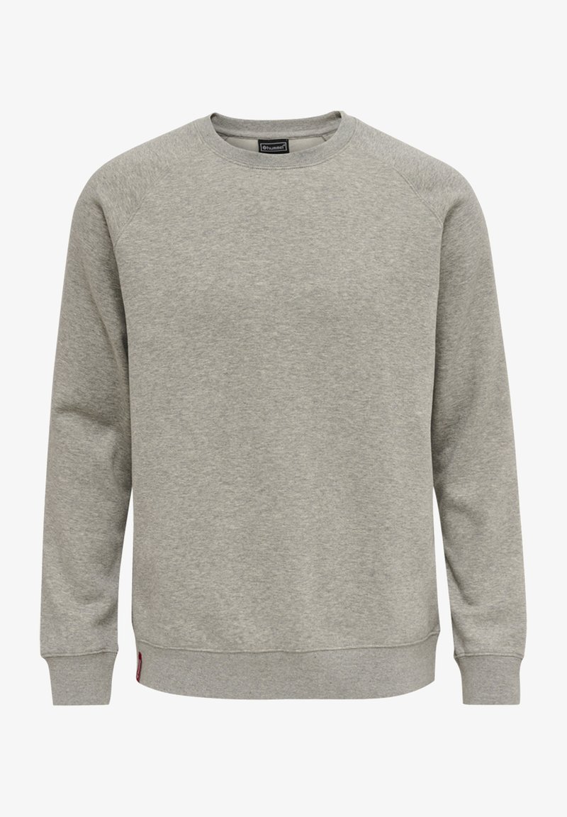 Szara bluza wykonana z miękkiego materiału, z długimi rękawami raglanowymi, okrągłym dekoltem oraz ściągaczami na mankietach i u dołu. Minimalistyczny design, bez wzorów.