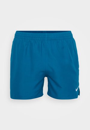 Blaue Shorts mit elastischem Bund, aus leichtem Material gefertigt, mit einem kleinen weißen Nike-Logo auf der unteren linken Seite.