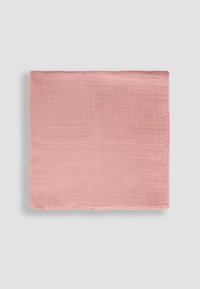 Világos rózsaszín vászon textil, puha, texturált felülettel és finom, szőtt mintázattal. Az élek szépen kidolgozottak. Téglalap alakú.