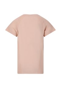 Ljusrosa t-shirt med kort ärm som har rund halsringning, andningsbart material och subtil textur från sömdetaljer på axlar och sidor.