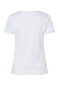 Witte kortekorte mouwen t-shirt van katoen. Klassieke crewneck met een gladde textuur en geen zichtbare patronen of accenten. Achteraanzicht.
