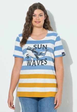 LAURASØN T-SHIRT, 1/2 ARM, RUNDHALS, PLATZIERTER PRINT, OEKO-TEX - T-shirt print - blue grey