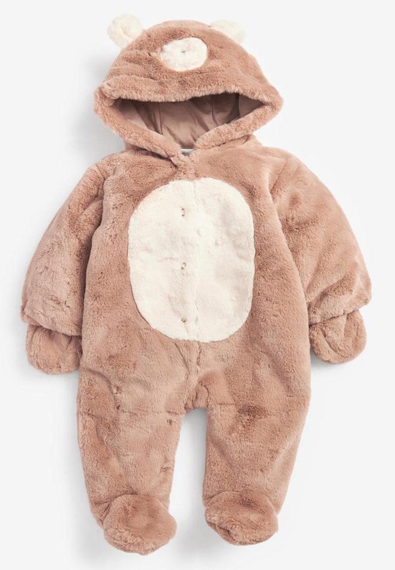 Next HOODED BEAR PRAMSUIT Salopetă light brown/maroniu deschis