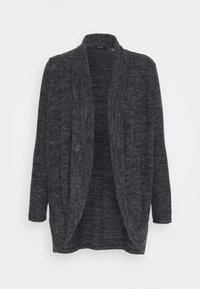 Cardigan a maniche lunghe, aperto davanti, in tessuto mélange grigio scuro con una finitura morbida e testurizzata e una silhouette rilassata.