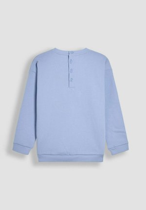 Heledad sinine sviiter, mis on valmistatud pehmest kangast, ümmarguse kaelaauguga, pikkade varrukatega ja taga nupuga õmblusega. Ribiga mansetid ja alumine äär.