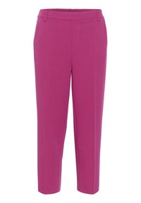 Magenta skräddarsydda byxor med en slät yta, slim fit, cropped längd och rät front. Har bälteöglor och inga synliga fickor.