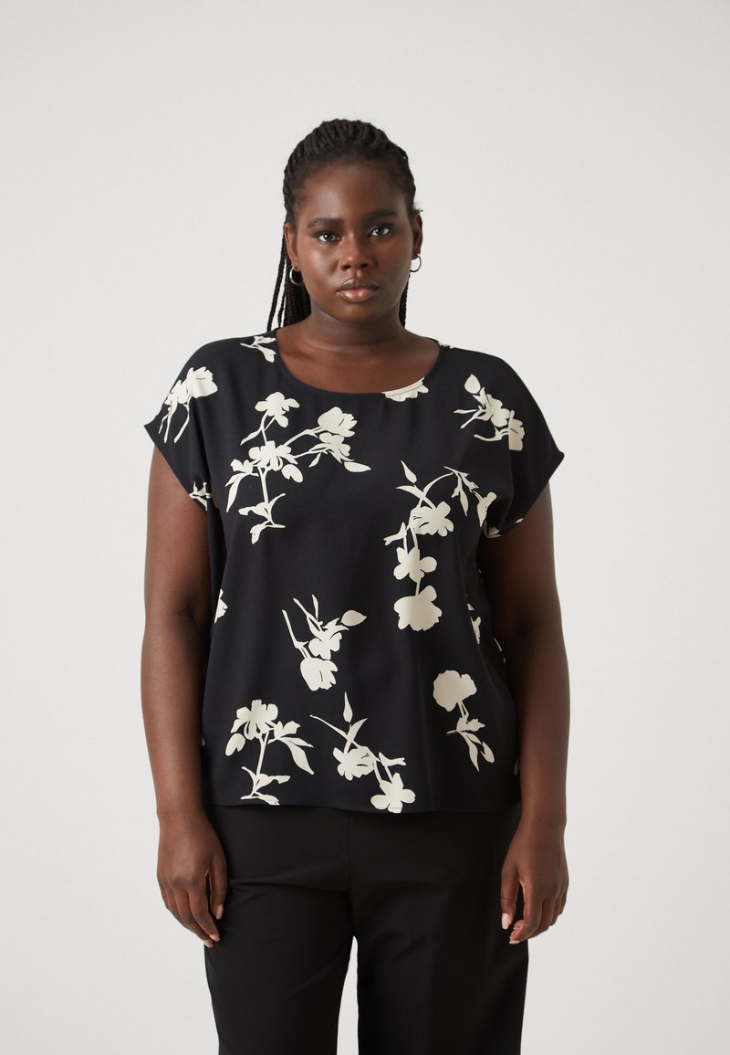 Vero Moda Curve VMNEWHALLIE NEW - Triko s potiskem - black/paya