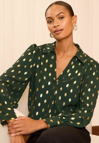 Love & Roses V NECK FOIL LONG SLEEVE - Blus - green