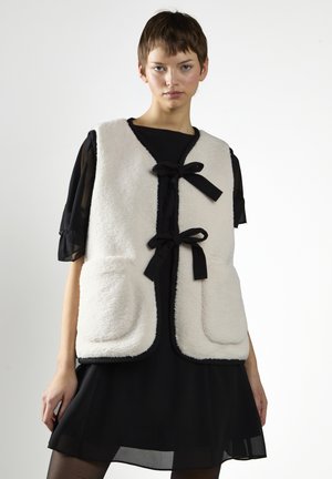 FRONT TIE - Vest - cream black