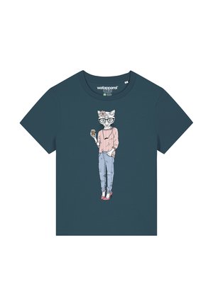 watapparel, CAT WITH MOUSTACHE - T-Shirt print - stargazer