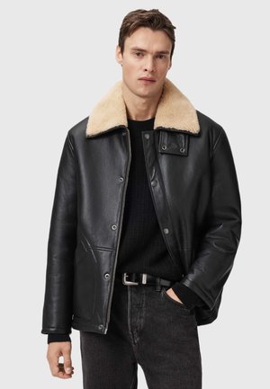 Chaqueta de cuero - black/sand