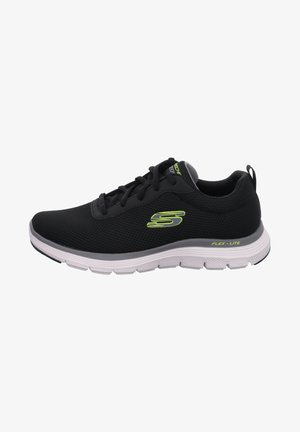 Skechers Sport FLEX ADVANTAGE - Sneaker low - black mesh/pu/lime trim