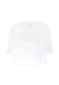 Witte lange mouwen T-shirt gemaakt van katoen, met een ronde halslijn en een subtiele logo-print op de rug. Stevige textuur, geen zichtbare patronen.