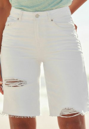 RIPPED BERMUDA - REGULAR FIT - Farkkushortsit - white