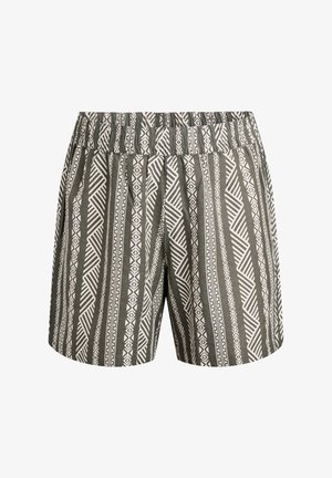 Mønstrede shorts med elastisk talje, lavet af et let materiale, med et geometrisk design i olivengrøn og hvid.