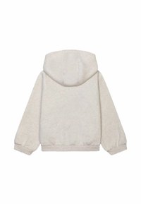 Felpa grigia chiara con cappuccio arrotondato, polsini elasticizzati e vestibilità morbida. Tessuto morbido con finitura liscia e orlo standard.