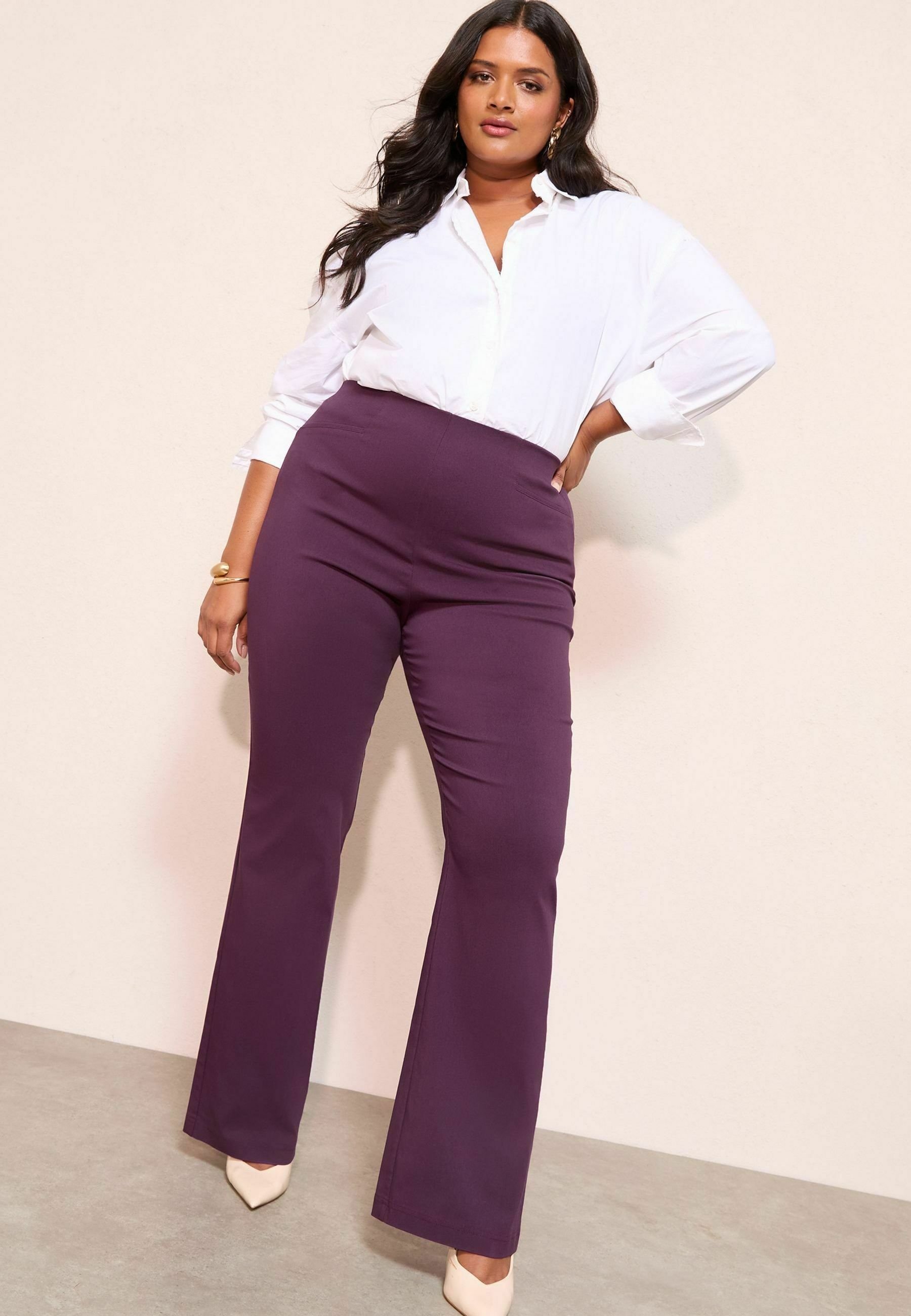 Friends Like These PLUS SIZE FIT-FLARED Trousers berry red