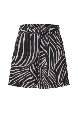 Street One, HIGH-WAIST SHORTS WITH GÜRTEL AND PRINT - Short - black