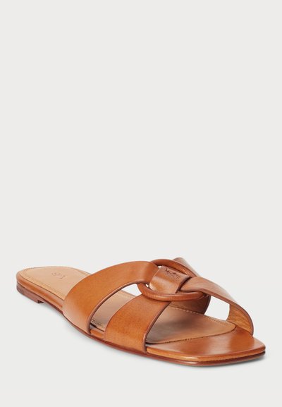 Polo Ralph Lauren LEATHER O-RING SANDAL - Natikači - brown