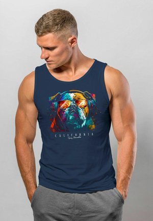 TANK PRINT CALIFORNIA BULLDOG MUSIK KUNST MOTIF DJ MU - Top - navy