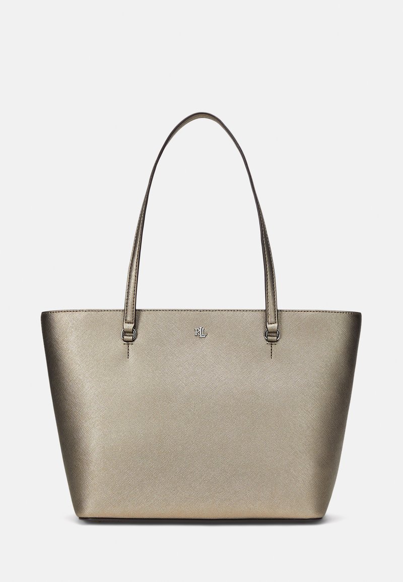 Lauren Ralph Lauren CROSSHATCH LEATHER MEDIUM KARLY TOTE - Torbica - pewter